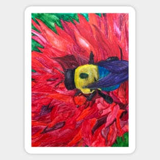 Bee on a Dahlia Sticker